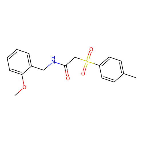 N-(2-methoxybenzyl)-2-[(4-methylphenyl)sulfonyl]acetamide structure