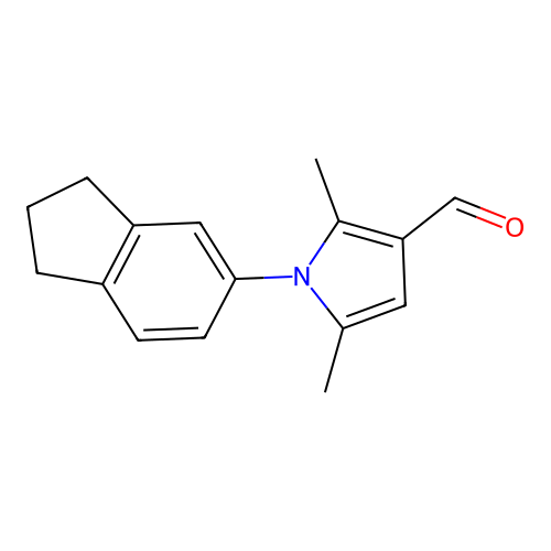 1-(2,3-dihydro-1H-inden-5-yl)-2,5-dimethyl-1H-pyrrole-3-carbaldehyde structure