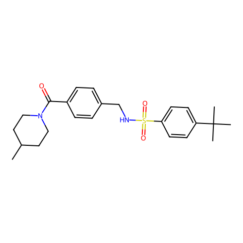 4-tert-butyl-N-[[4-(4-methylpiperidine-1-carbonyl)phenyl]methyl]benzenesulfonamide structure