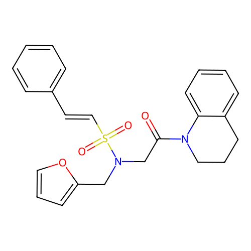 N-[(furan-2-yl)methyl]-N-[2-oxo-2-(1,2,3,4-tetrahydroquinolin-1-yl)ethyl]-2-phenylethene-1-sulfonamide structure