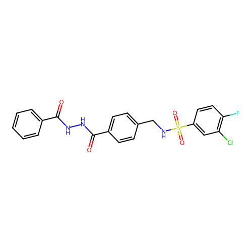 N-(4-(2-benzoylhydrazinecarbonyl)benzyl)-3-chloro-4-fluorobenzenesulfonamide structure