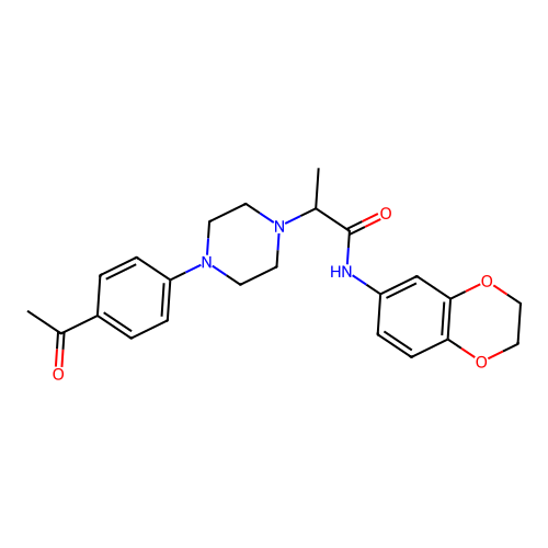 2-[4-(4-acetylphenyl)piperazin-1-yl]-N-(2,3-dihydro-1,4-benzodioxin-6-yl)propanamide structure
