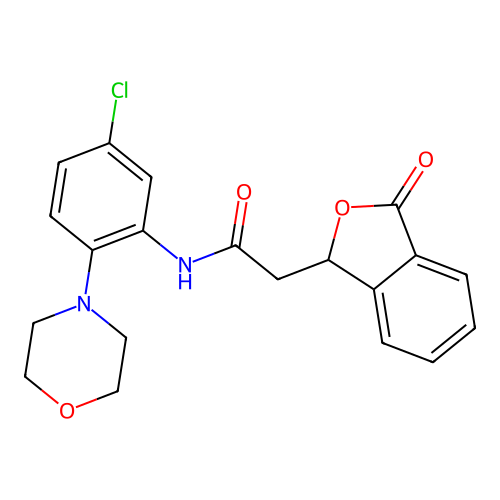 N-(5-chloro-2-morpholin-4-ylphenyl)-2-(3-oxo-1H-2-benzofuran-1-yl)acetamide structure