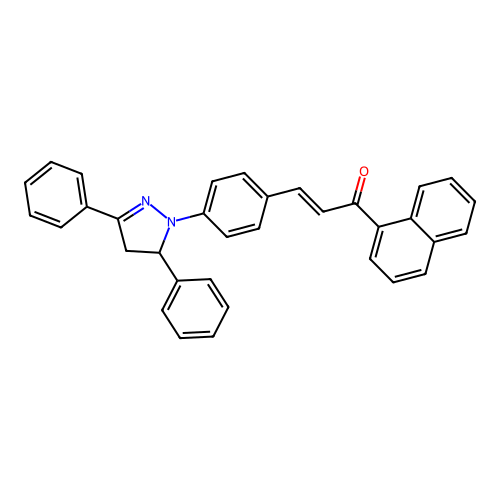 (E)-3-[4-(3,5-diphenyl-3,4-dihydropyrazol-2-yl)phenyl]-1-naphthalen-1-ylprop-2-en-1-one structure