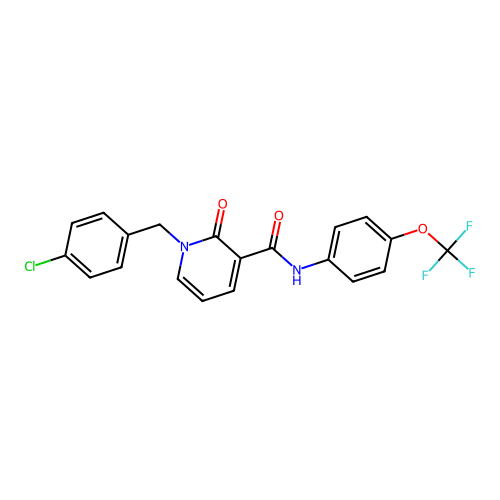 1-[(4-chlorophenyl)methyl]-2-oxo-N-[4-(trifluoromethoxy)phenyl]-1,2-dihydropyridine-3-carboxamide structure