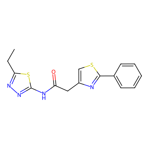 N-(5-ethyl-1,3,4-thiadiazol-2-yl)-2-(2-phenyl-1,3-thiazol-4-yl)acetamide structure