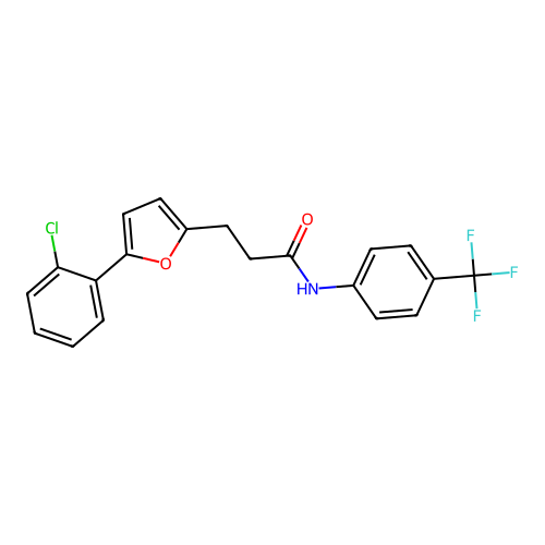 3-[5-(2-chlorophenyl)furan-2-yl]-N-[4-(trifluoromethyl)phenyl]propanamide structure