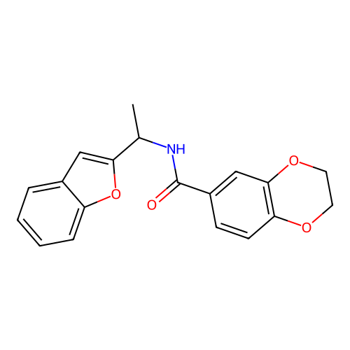 N-[1-(1-benzofuran-2-yl)ethyl]-2,3-dihydro-1,4-benzodioxine-6-carboxamide structure