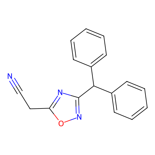 3-(Diphenylmethyl)-1,2,4-oxadiazole-5-acetonitrile structure