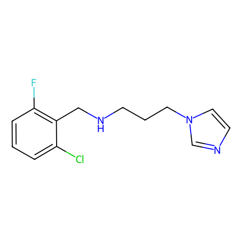 ((2-chloro-6-fluorophenyl)methyl)(3-(1H-imidazol-1-yl)propyl)amine structure