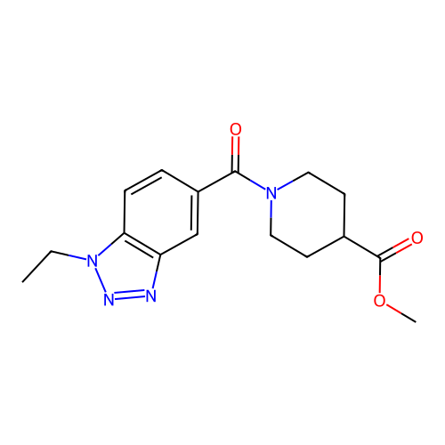 Methyl 1-(1-ethylbenzotriazole-5-carbonyl)piperidine-4-carboxylate structure