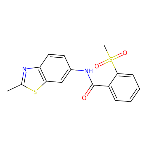 2-methanesulfonyl-N-(2-methyl-1,3-benzothiazol-6-yl)benzamide structure