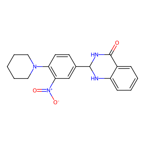2-(3-Nitro-4-(piperidin-1-yl)phenyl)-2,3-dihydroquinazolin-4(1H)-one structure