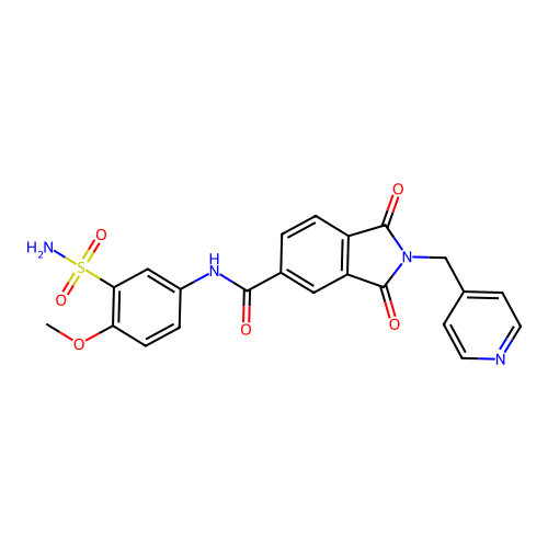N-(4-methoxy-3-sulfamoylphenyl)-1,3-dioxo-2-(pyridin-4-ylmethyl)isoindole-5-carboxamide structure