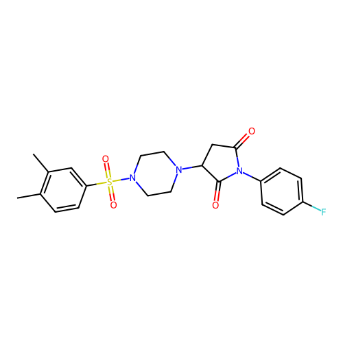3-[4-(3,4-dimethylphenyl)sulfonylpiperazin-1-yl]-1-(4-fluorophenyl)pyrrolidine-2,5-dione structure