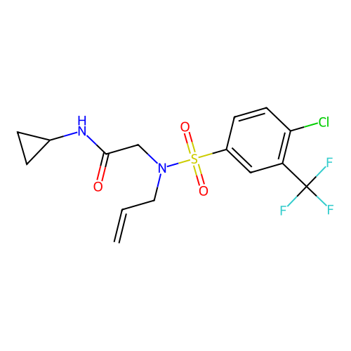 2-((N-Allyl-4-chloro-3-(trifluoromethyl)phenyl)sulfonamido)-N-cyclopropylacetamide structure