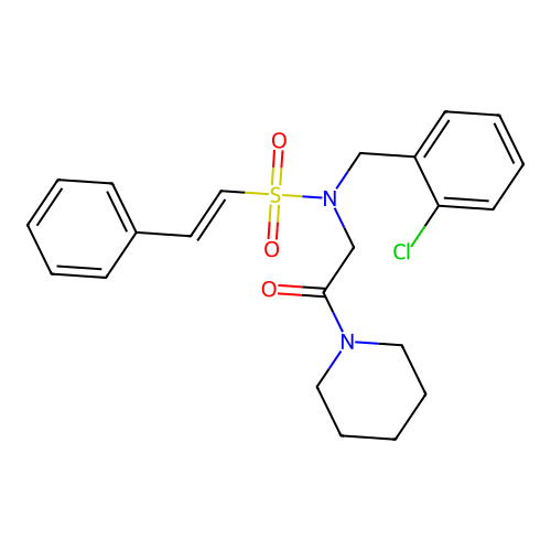 (E)-N-[(2-chlorophenyl)methyl]-N-(2-oxo-2-piperidin-1-ylethyl)-2-phenylethenesulfonamide structure
