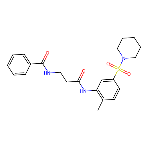 N-[3-(2-methyl-5-piperidin-1-ylsulfonylanilino)-3-oxopropyl]benzamide structure