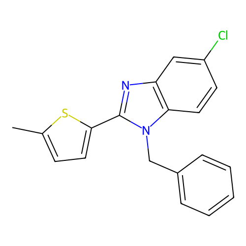 1-benzyl-5-chloro-2-(5-methylthiophen-2-yl)benzimidazole structure