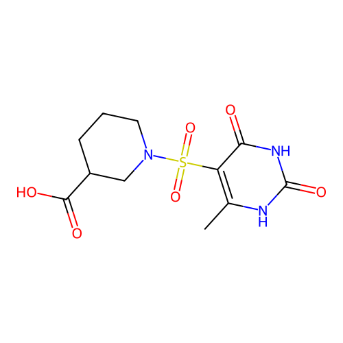 1-[(6-methyl-2,4-dioxo-1,2,3,4-tetrahydropyrimidin-5-yl)sulfonyl]piperidine-3-carboxylic acid structure