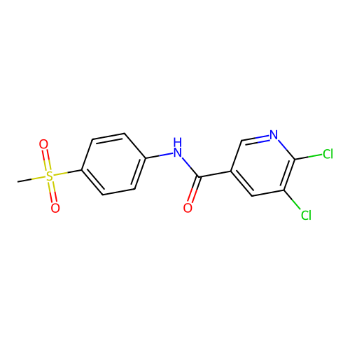 5,6-dichloro-N-(4-methanesulfonylphenyl)pyridine-3-carboxamide structure