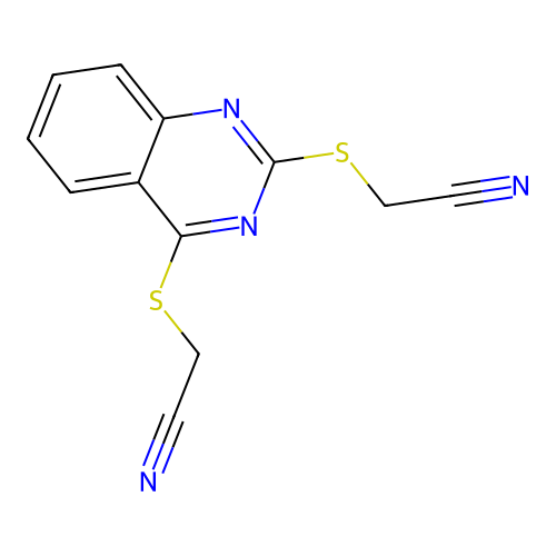 2-({2-[(Cyanomethyl)sulfanyl]quinazolin-4-yl}sulfanyl)acetonitrile structure
