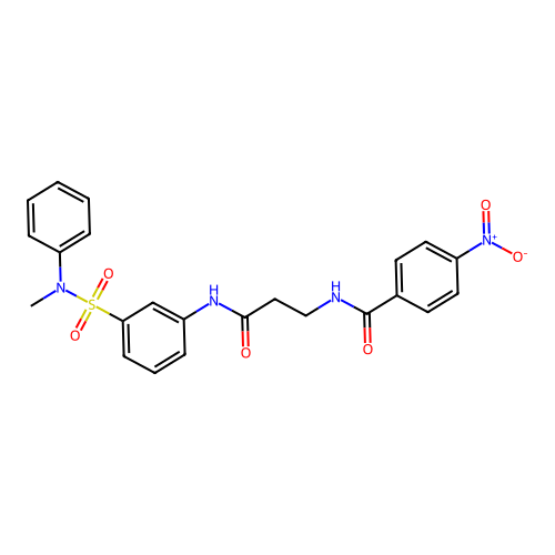 N-[3-[3-[methyl(phenyl)sulfamoyl]anilino]-3-oxopropyl]-4-nitrobenzamide structure