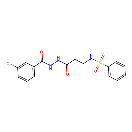 N-[3-[2-(3-chlorobenzoyl)hydrazinyl]-3-oxopropyl]benzenesulfonamide structure
