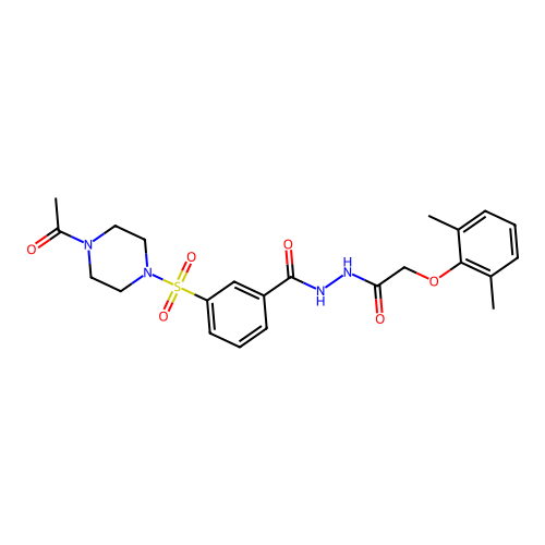 3-(4-acetylpiperazin-1-yl)sulfonyl-N'-[2-(2,6-dimethylphenoxy)acetyl]benzohydrazide structure