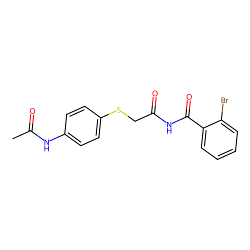 2-bromo-N-{2-[(4-acetamidophenyl)sulfanyl]acetyl}benzamide structure