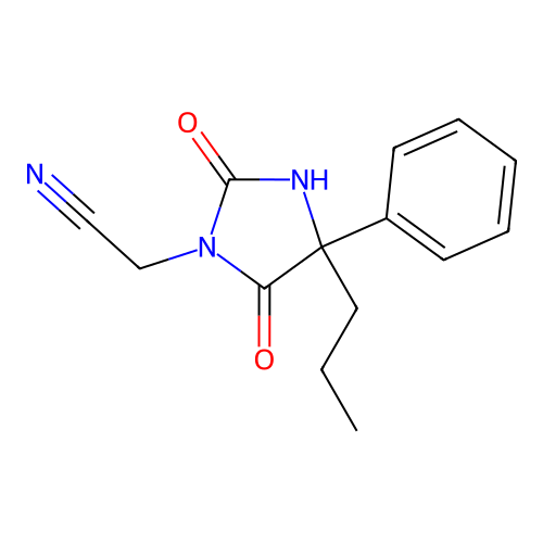 2-(2,5-Dioxo-4-phenyl-4-propylimidazolidin-1-yl)acetonitrile structure