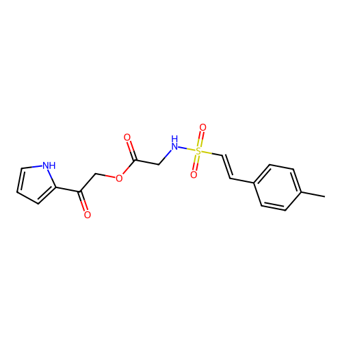 2-oxo-2-(1H-pyrrol-2-yl)ethyl 2-[2-(4-methylphenyl)ethenesulfonamido]acetate structure