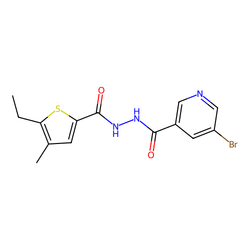 5-bromo-N'-(5-ethyl-4-methylthiophene-2-carbonyl)pyridine-3-carbohydrazide structure