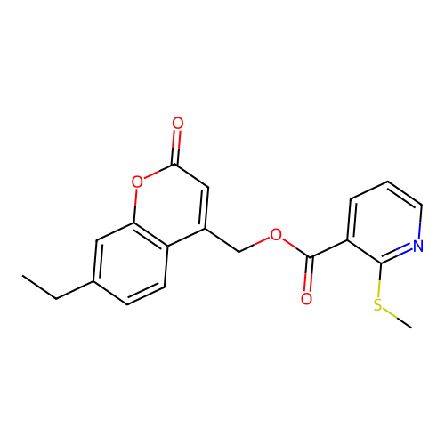 (7-Ethyl-2-oxo-2H-chromen-4-yl)methyl 2-(methylthio)nicotinate structure