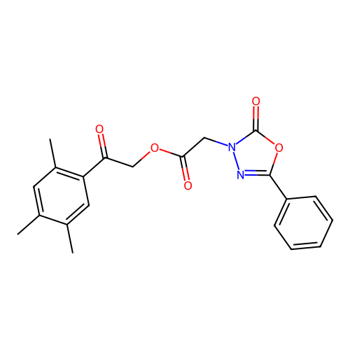 [2-oxo-2-(2,4,5-trimethylphenyl)ethyl] 2-(2-oxo-5-phenyl-1,3,4-oxadiazol-3-yl)acetate structure