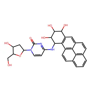 1-[4-hydroxy-5-(hydroxymethyl)oxolan-2-yl]-4-[(7,8,9-trihydroxy-7,8,9,10-tetrahydrobenzo[a]pyren-10-yl)amino]pyrimidin-2-one structure
