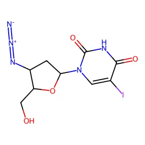 3'-Azido-2',3'-dideoxy-5-iodouridine structure