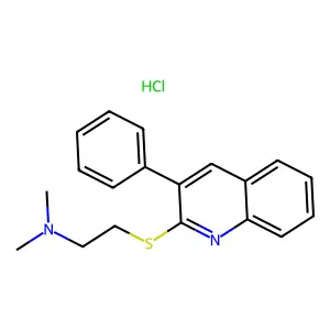 Ethanamine, N,N-dimethyl-2-((3-phenyl-2-quinolinyl)thio)-, hydrochloride (1:1) structure