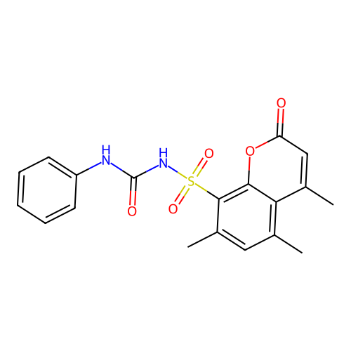 2H-1-Benzopyran-8-sulfonamide, 4,5,7-trimethyl-2-oxo-N-((phenylamino)carbonyl)- structure