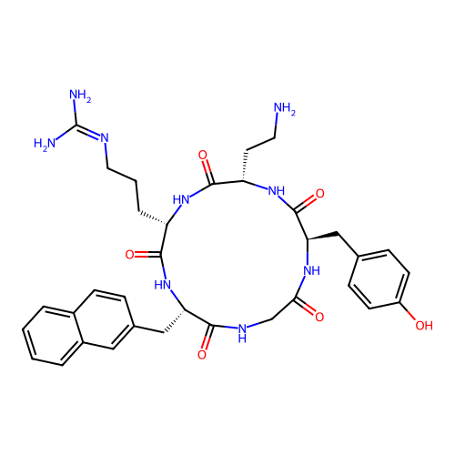 Cyclo (-Nal-Gly-D-Tyr-Dab-Arg-) structure