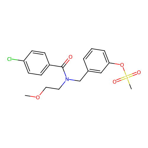 Mesyloxybenzyl methoxyethyl chlorobenzamide structure