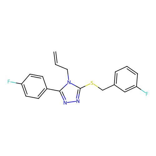 3-(4-fluorophenyl)-5-{[(3-fluorophenyl)methyl]sulfanyl}-4-(prop-2-en-1-yl)-4H-1,2,4-triazole structure