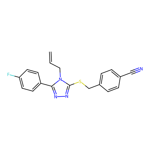 4-({[5-(4-fluorophenyl)-4-(prop-2-en-1-yl)-4H-1,2,4-triazol-3-yl]sulfanyl}methyl)benzonitrile structure