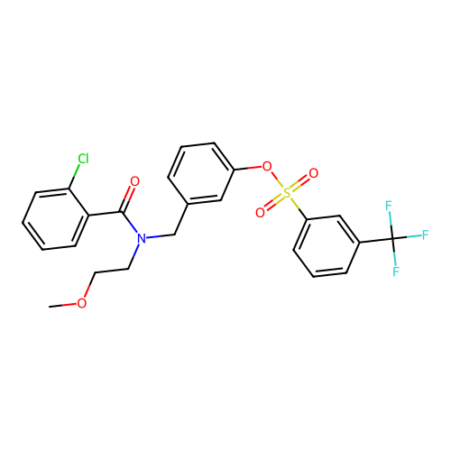 3-[[(2-Chlorobenzoyl)(2-methoxyethyl)amino]methyl]phenyl 3-(trifluoromethyl)benzenesulfonate structure