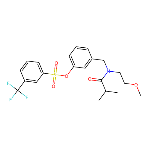 3-[[(2-Methoxyethyl)(2-methyl-1-oxopropyl)amino]methyl]phenyl 3-(trifluoromethyl)benzenesulfonate structure
