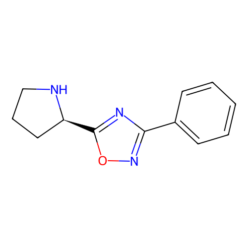 3-phenyl-5-[(2R)tetrahydro-1H-pyrrol-2-yl]-1,2,4-oxadiazole structure