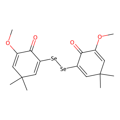 2,2'-(Diselane-1,2-diyl)bis(6-methoxy-4,4-dimethylcyclohexa-2,5-dien-1-one) structure