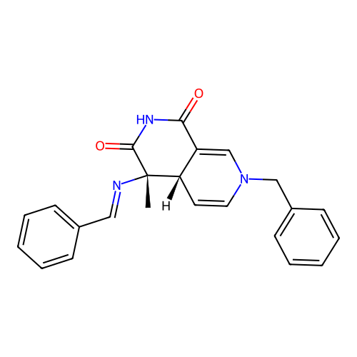 (4S,4aS)-7-benzyl-4-(benzylideneamino)-4-methyl-4aH-2,7-naphthyridine-1,3-dione structure