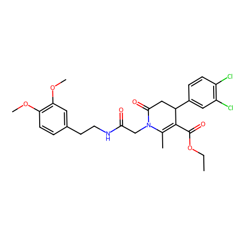 ethyl 4-(3,4-dichlorophenyl)-1-[2-[2-(3,4-dimethoxyphenyl)ethylamino]-2-oxoethyl]-6-methyl-2-oxo-3,4-dihydropyridine-5-carboxylate structure