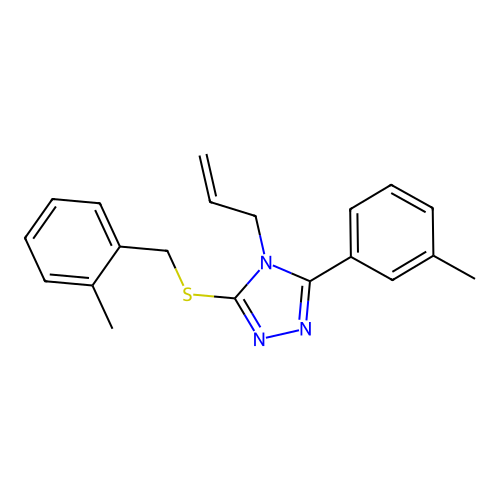 4-allyl-3-((2-methylbenzyl)thio)-5-(m-tolyl)-4H-1,2,4-triazole structure
